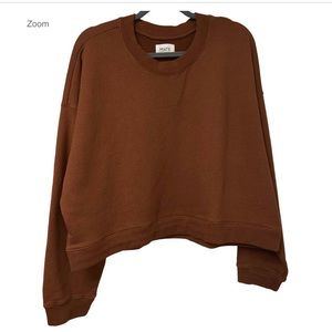 Mate the Label Fleece Crop Sweatshirt Size L | Size Large in Color Cocoa (Brown)